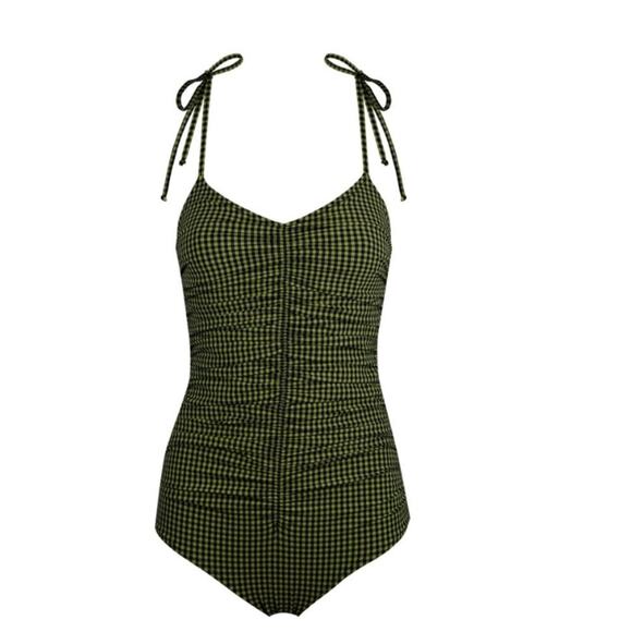 Pale Swimwear Other - NWT PALE SWIMWEAR Hortense Pistachio Ruched V Neck One Piece Swimsuit Medium